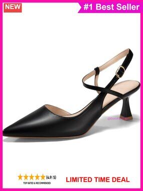 Women's Kitten Heel Slingback Pumps Closed Pointed Toe Slip On Dress Shoes